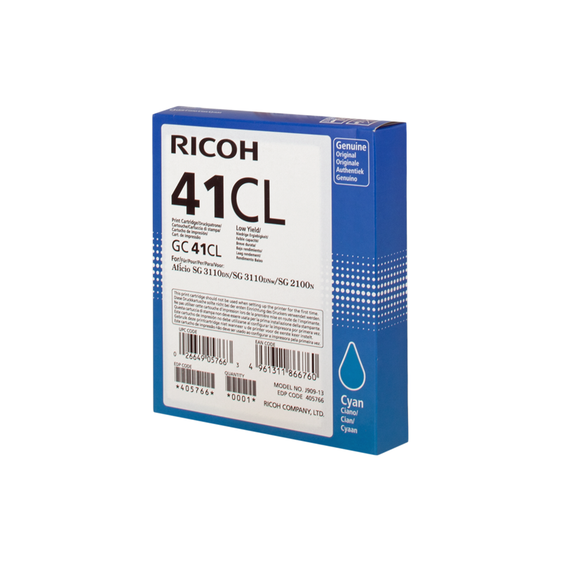 Ricoh 41CL (GC41CL) Cartouche Gel Cyan Originale