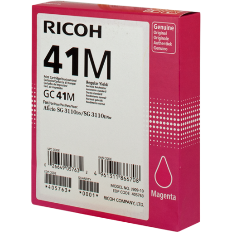 Ricoh 41M (GC41M) Cartouche Gel Magenta Originale 