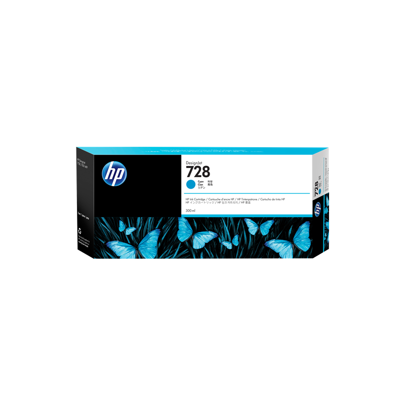 HP 728 Cartouche Cyan 300ml Originale