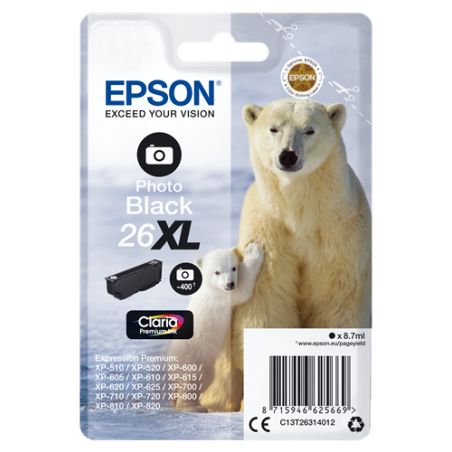 Epson 26XL Cartouche Noir photo Originale 