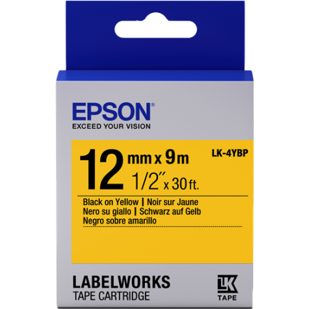 Epson LK-4YBP Ruban Noir sur Jaune Original 