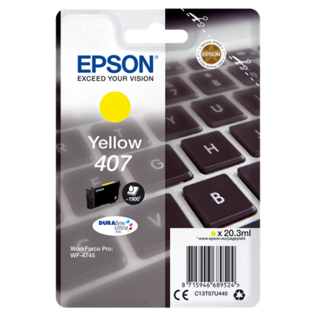 Epson 407 Cartouche Jaune Originale 