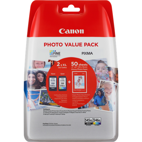 Canon 545XL / 546XL Photo Value Pack 4 Couleurs Original 