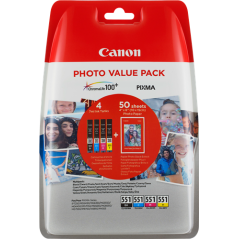 Canon CLI-551 Photo Value Pack 4 Couleurs Original 