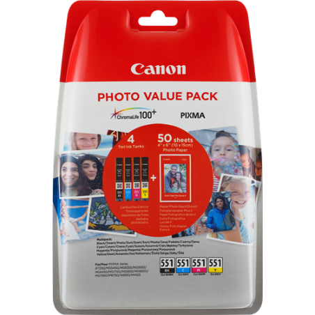 Canon CLI-551 Photo Value Pack 4 Couleurs Original 