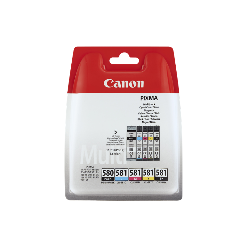 Canon PGI-580 + CLI-581 Multipack 5 Cartouches Originales