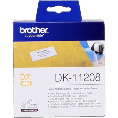 Brother DK-11208 Étiquettes Noir sur Blanc Originales 