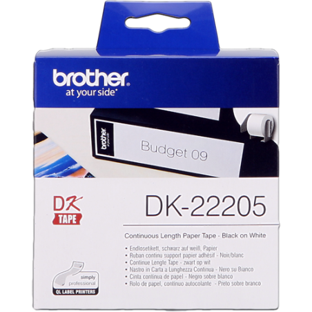 Brother DK-22205 Étiquettes Noir sur Blanc Originales 