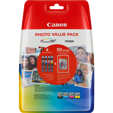 Canon CLI-526 Photo Value Pack 4 Couleurs Original 