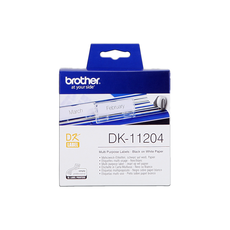 Brother DK-11204 Étiquettes Noir sur Blanc Originales