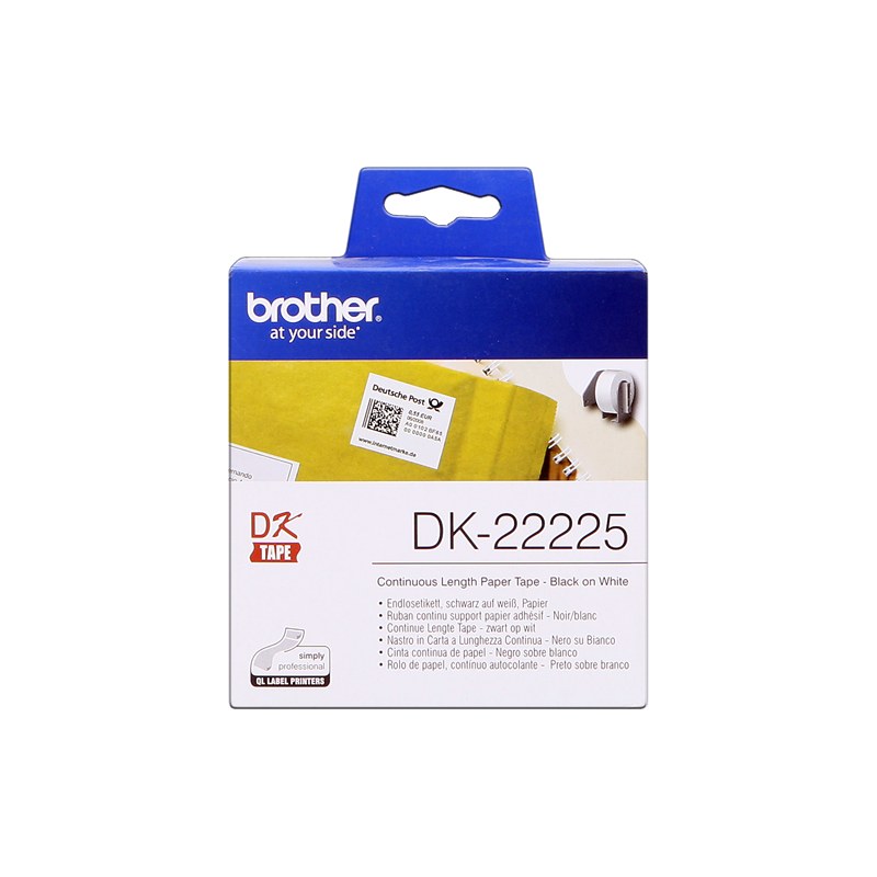 Brother DK-22225 Étiquettes Noir sur Blanc Originales