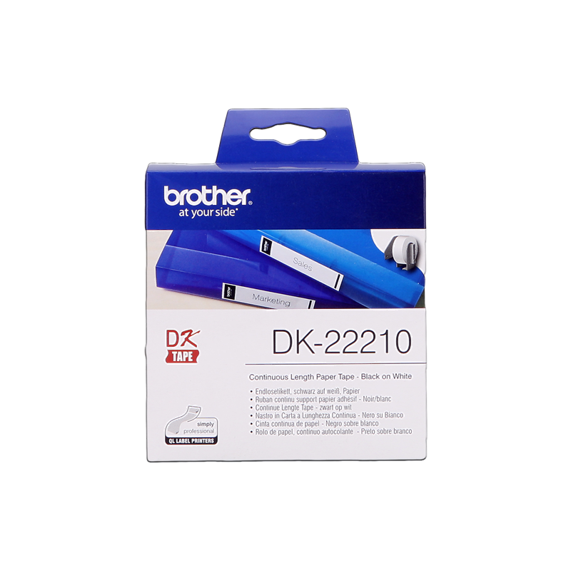 Brother DK-22210 Étiquettes Noir sur Blanc Originales