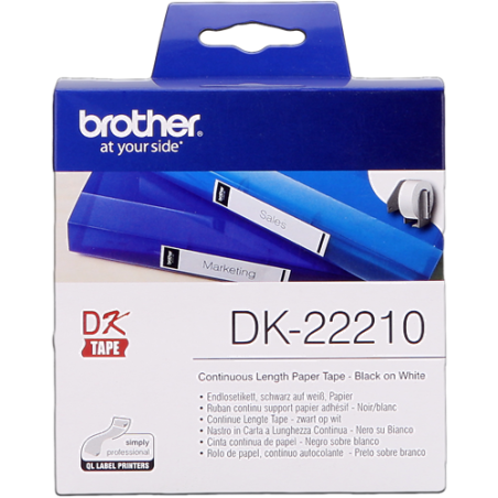Brother DK-22210 Étiquettes Noir sur Blanc Originales 