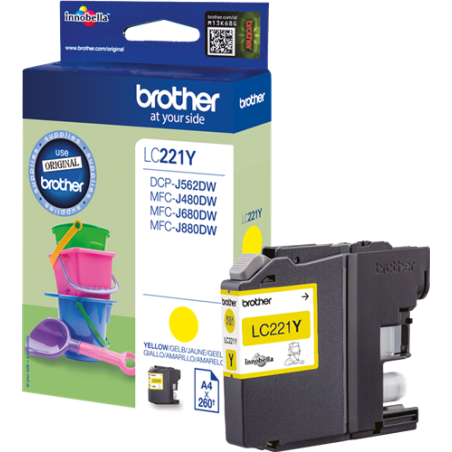 Brother LC221Y Cartouche Jaune Originale 