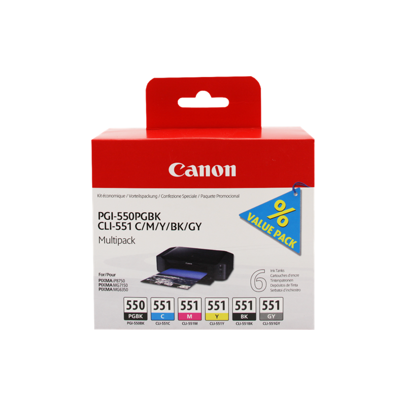 Canon PGI-550 + CLI-551 Multipack 6 Couleurs Original