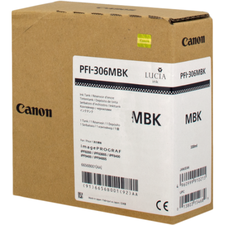 Canon PFI-306mbk Cartouche Noir mat Originale 