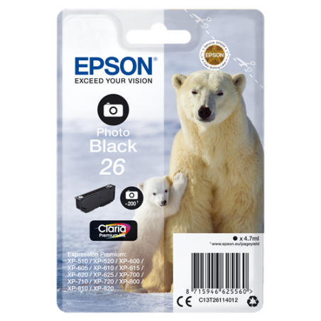 Epson 26 Cartouche Noir photo Originale 