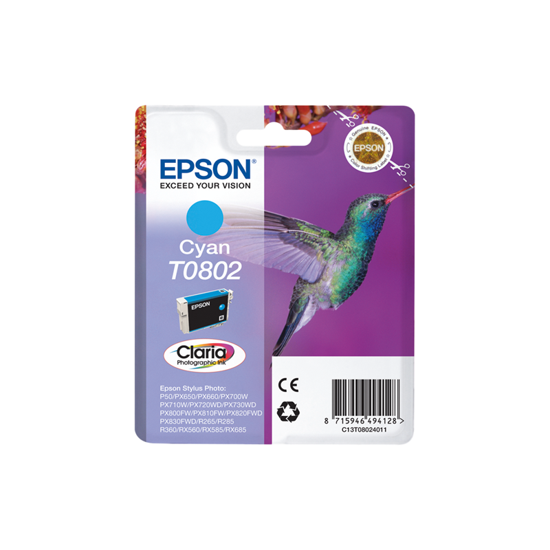Epson T0802 Cartouche Cyan Originale