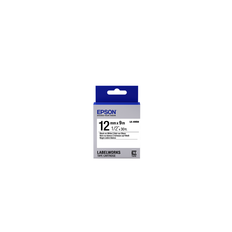Epson LK-4WBN Ruban Noir sur Blanc Original