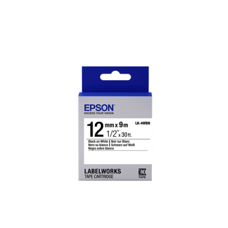 Epson LK-4WBN Ruban Noir sur Blanc Original 