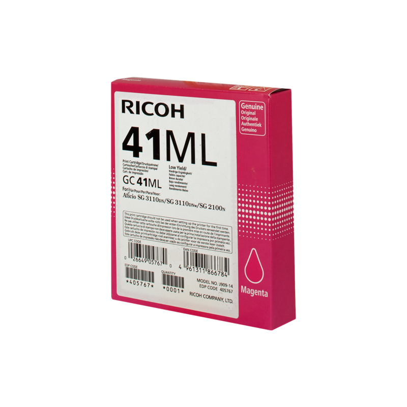 Ricoh 41ML (GC41ML) Cartouche Gel Magenta Originale