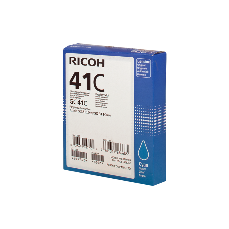 Ricoh 41C (GC41C) Cartouche Gel Cyan Originale