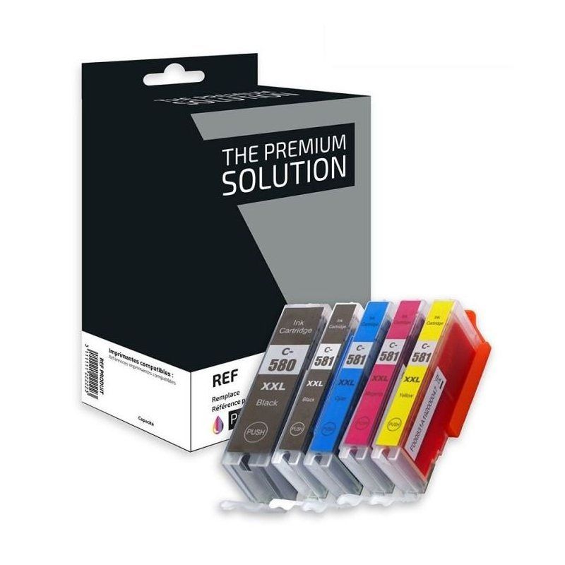 Canon PGI-580 + CLI-581 XXL Multipack 5 Cartouches Compatibles Premium