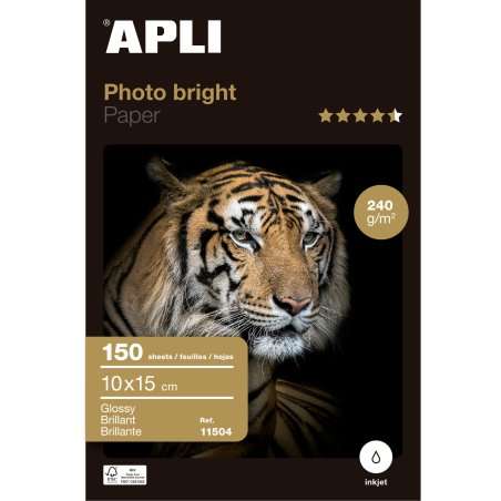 Apli 11504 - Papier photo Photobright 10 x 15 cm 240g 150 feuilles