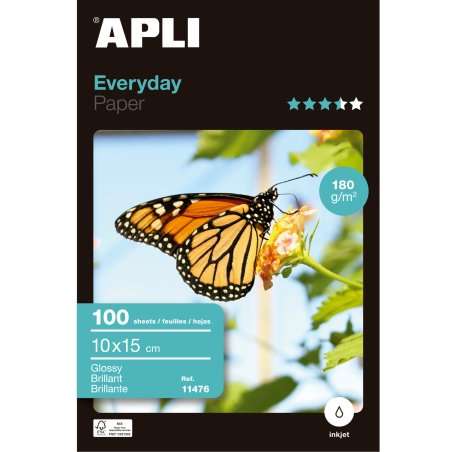 Apli 11476 - Papier photo Everyday 10 x 15 cm 180g 100 feuilles