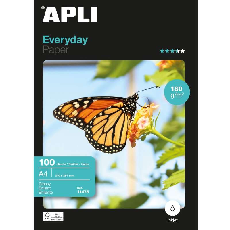 Apli 11475 - Papier photo Everyday A4 180g 100 feuilles