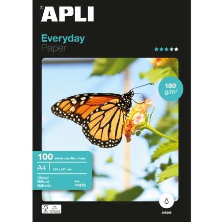 Apli 11475 - Papier photo Everyday A4 180g 100 feuilles