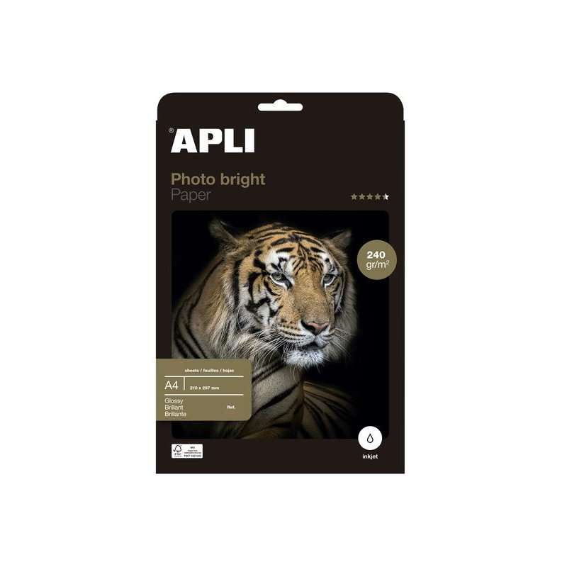 Apli 04137 - Papier photo Photobright A4 240g 60 feuilles